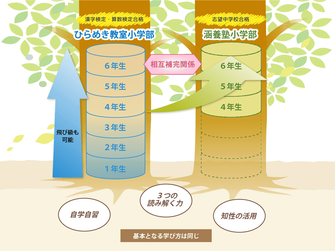 ひらめき教室と涵養塾の関係